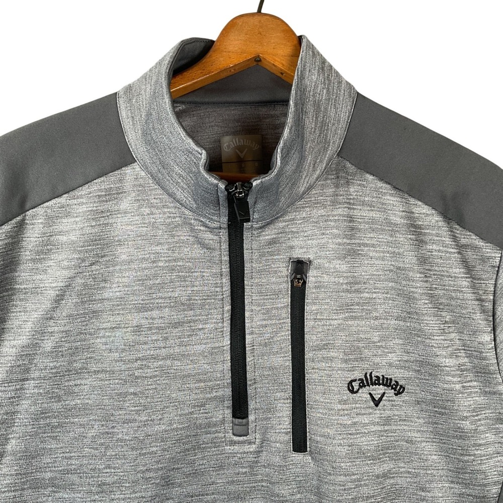 Callaway Quarter Zip Pullover Mens Large Grey Heathered Golf Jacket Pocket